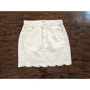 J. Crew Women's Denim Eyelet Mini Skirt Size 26 Zipper Fly Style AW325